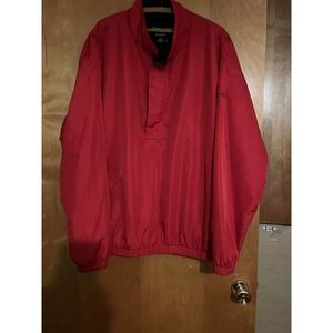 FootJoy Mens Jacket XL FJ Dryjoys Golf Quarter Zip Rain Wind Red